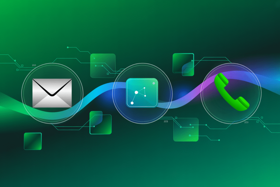 Illustration showing different outreach methods in 2025, including email, LinkedIn, and phone communication.